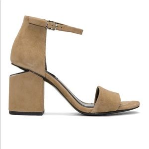 Alexander Wang Abby block heel sandals in tan suede - size 38